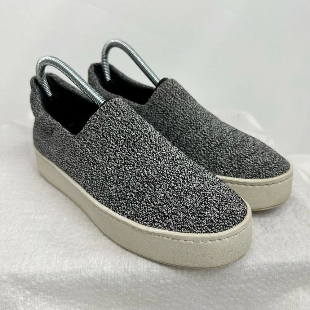 VINCE Walsh Knit Slip-on Sneakers Women's 8 M Gray White‎ Loafers Shoes Platform